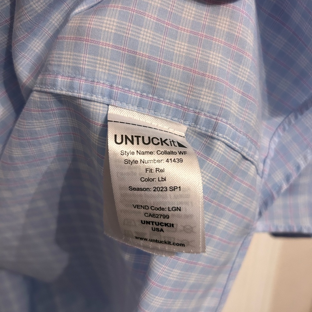 UNTUCKit NWOT Mens XXXL wrinkle-free relaxed fit long sleeve plaid button up - Picture 6 of 11